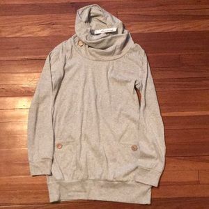 NWT light grey turtleneck sweater with buttons